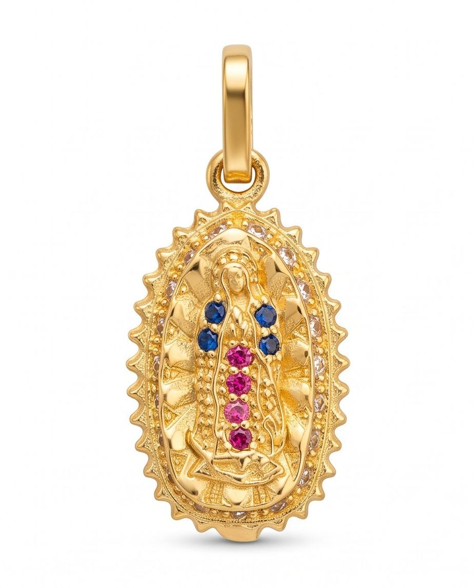 18K Gold Santa Maria Pendant with Pink & Purple Zircons