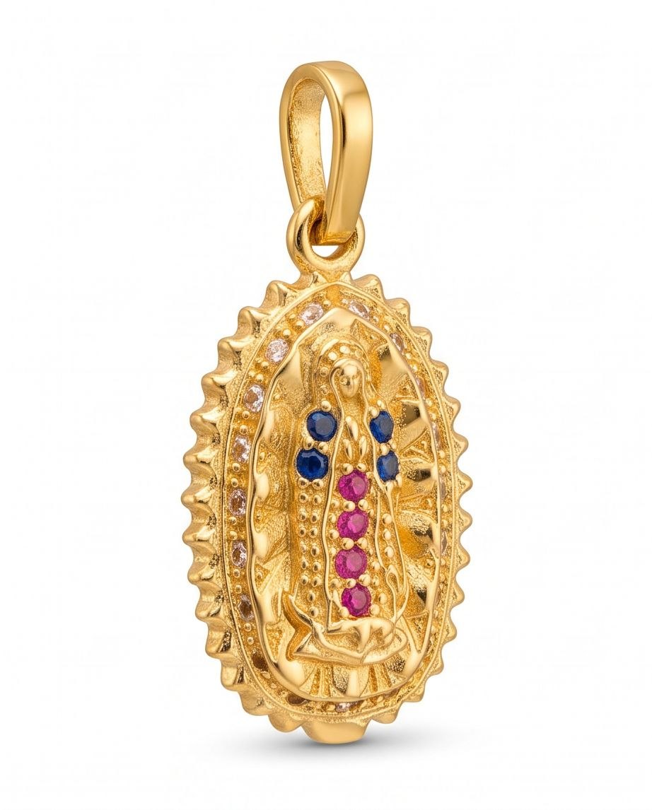 18K Gold Santa Maria Pendant with Pink & Purple Zircons