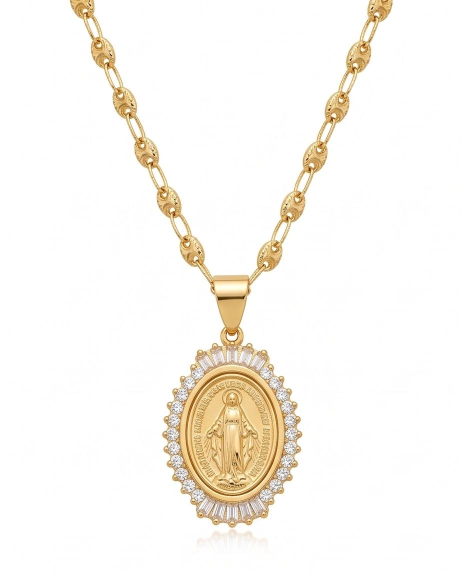 18K Gold Miraculous Medal Pendant