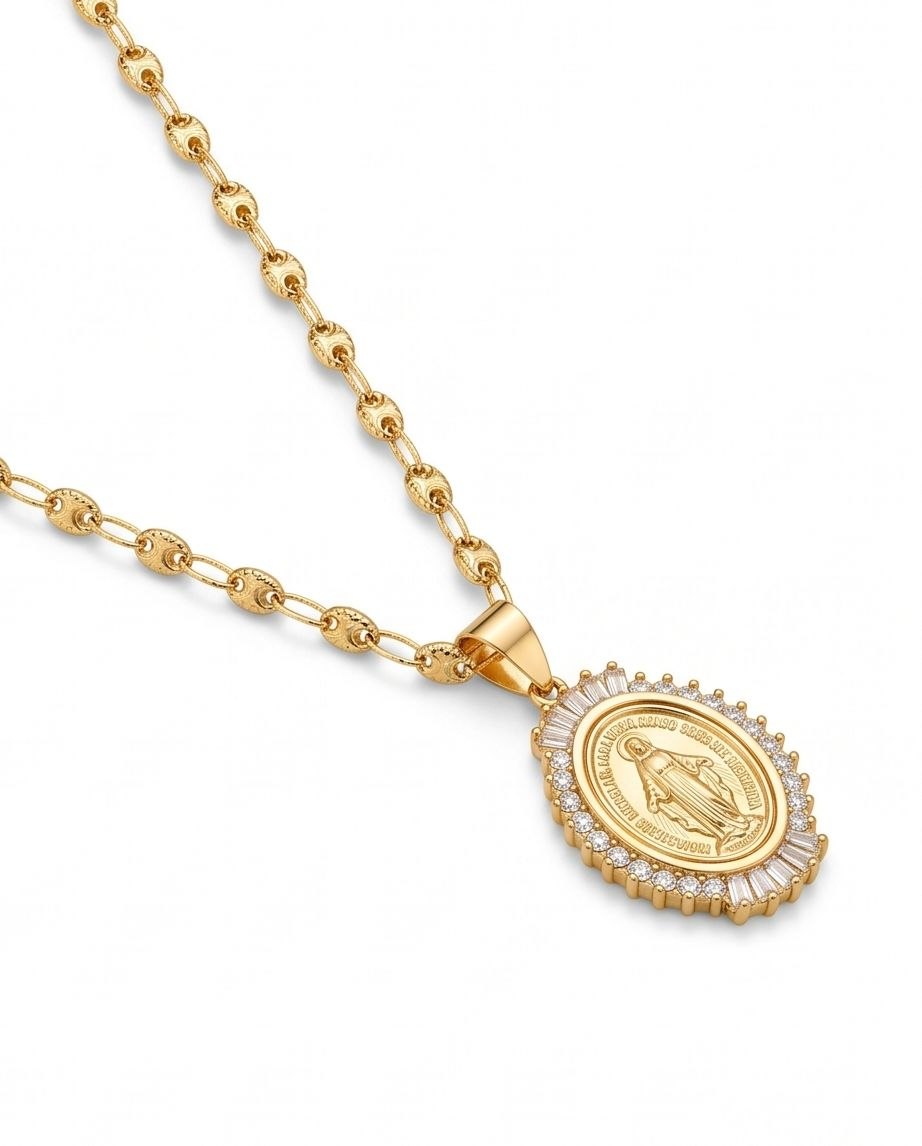 18K Gold Miraculous Medal Pendant