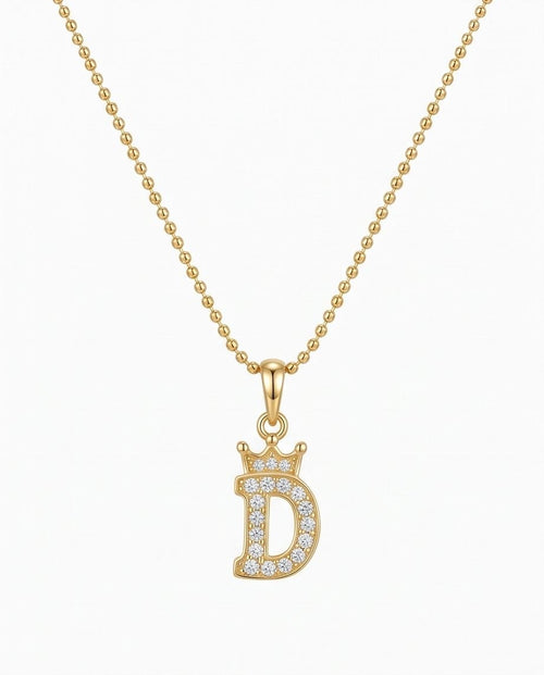 18K Gold Crowned Letter “D” Pendant