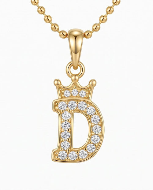 18K Gold Crowned Letter “D” Pendant