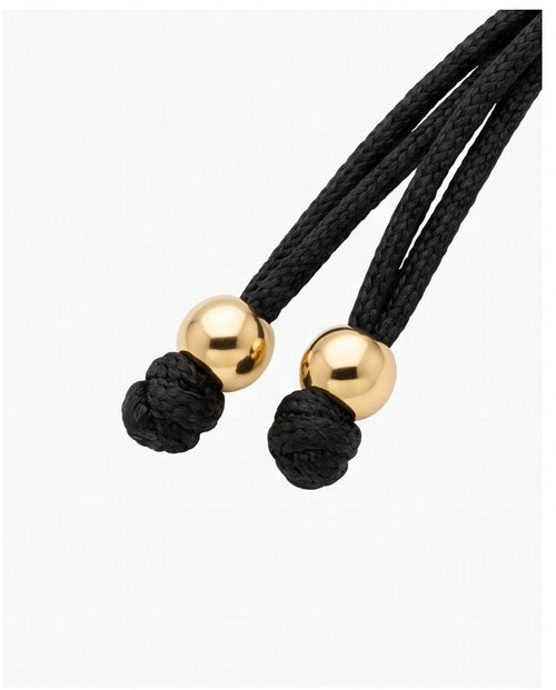 18k Gold, Black adjustable bracelet Angel