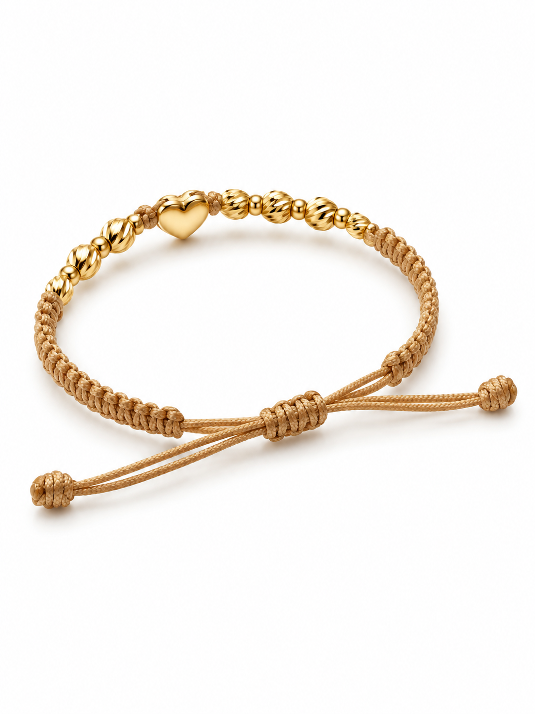 18K Gold Adjustable Heart Bracelet