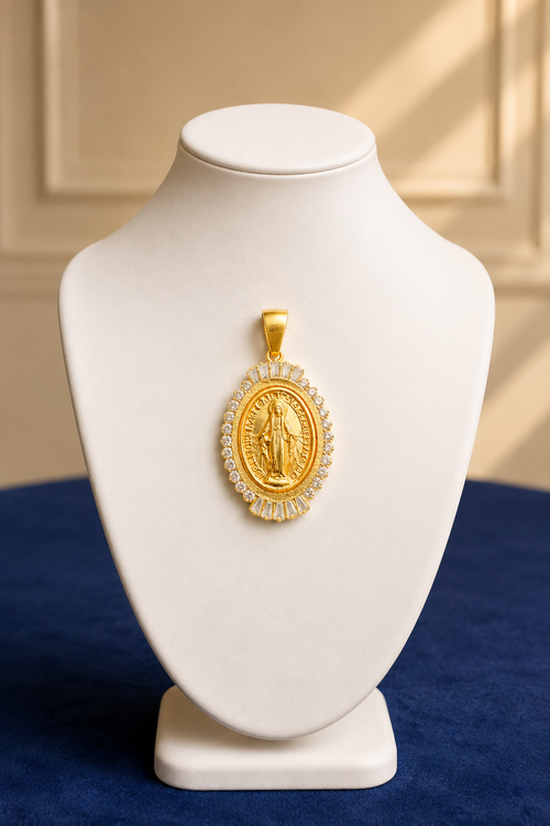 18K Gold Miraculous Medal Pendant