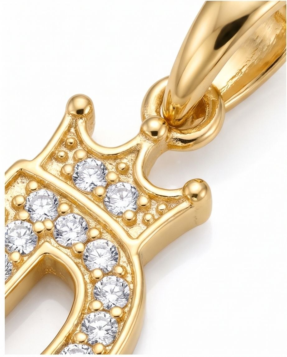 18K Gold Crowned Letter “D” Pendant