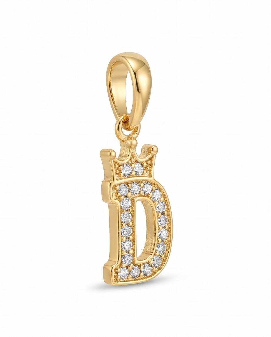 18K Gold Crowned Letter “D” Pendant