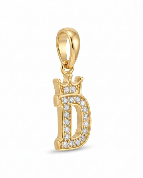 18K Gold Crowned Letter “D” Pendant