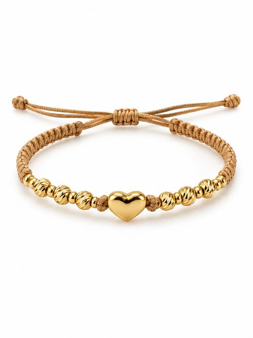 18K Gold Adjustable Heart Bracelet