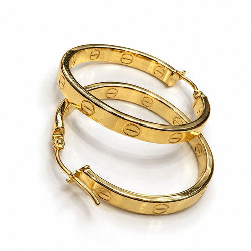 18K Gold Cartiers Hoop Earrings