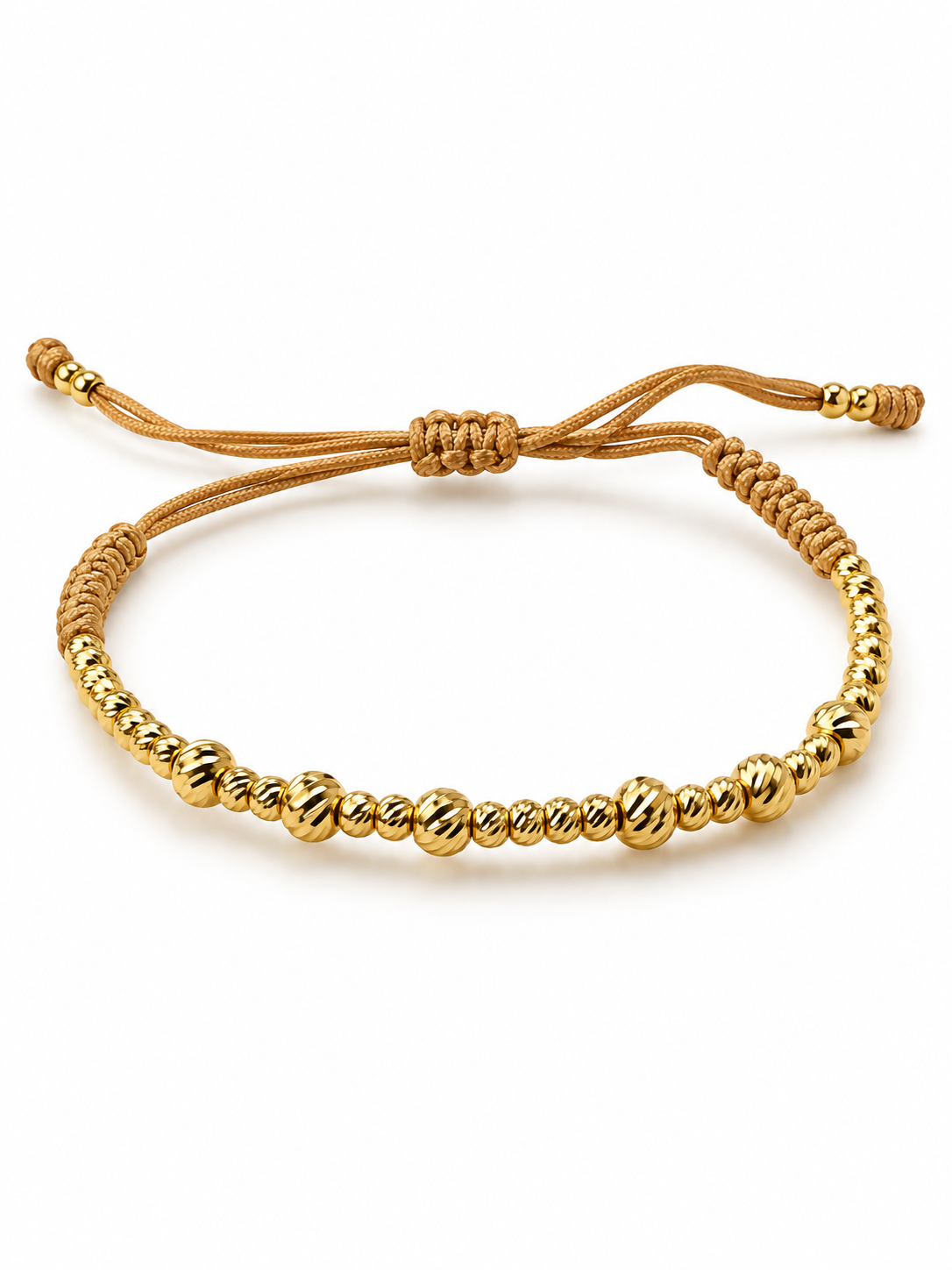 18k Gold Adjustable bracelet with 34 beads