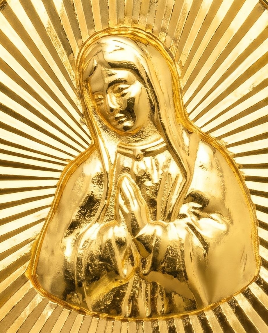 18K Gold Virgin Mary Pendant