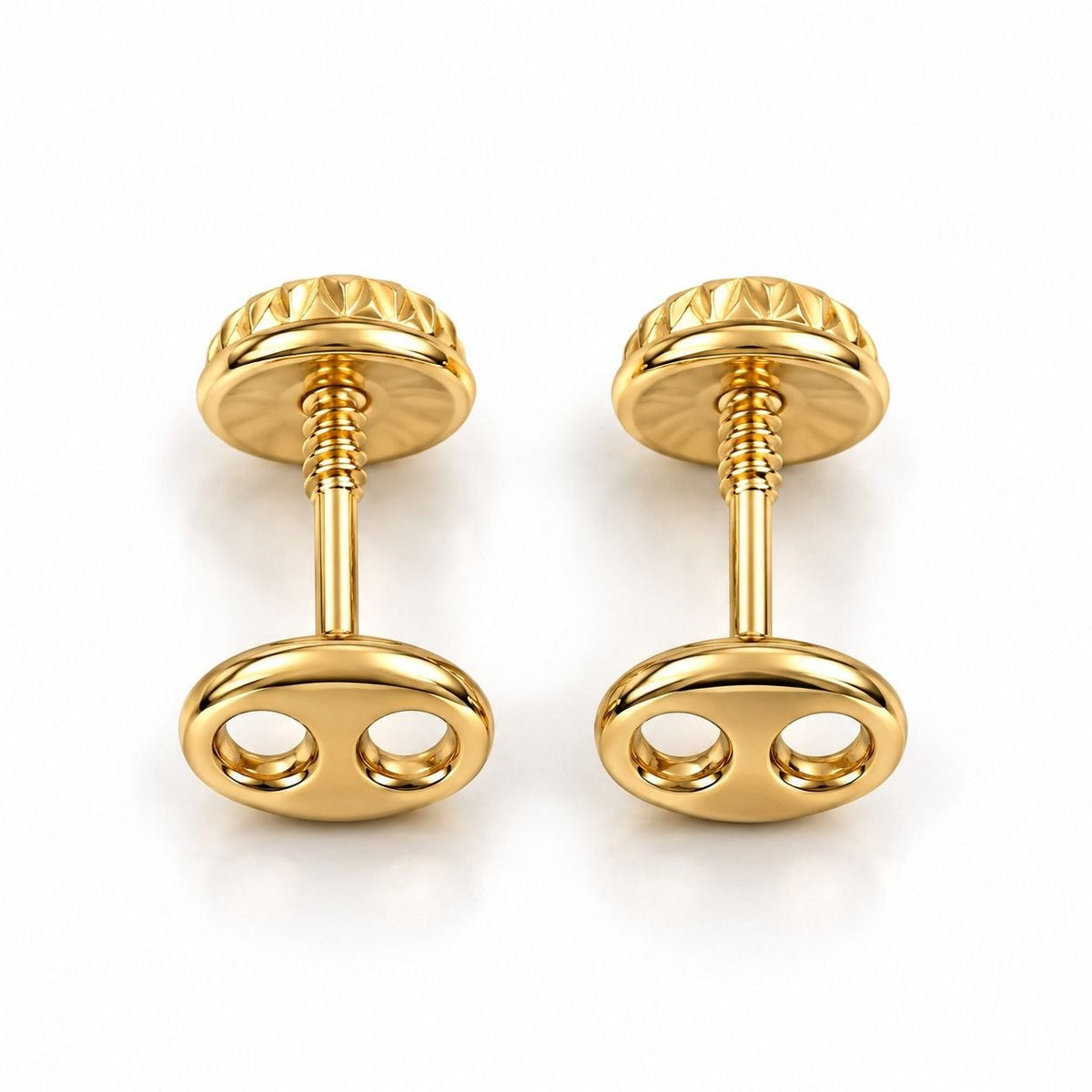 18K Gold Double Guccis Stud Earrings