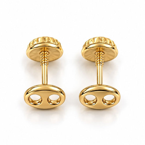 18K Gold Double Guccis Stud Earrings