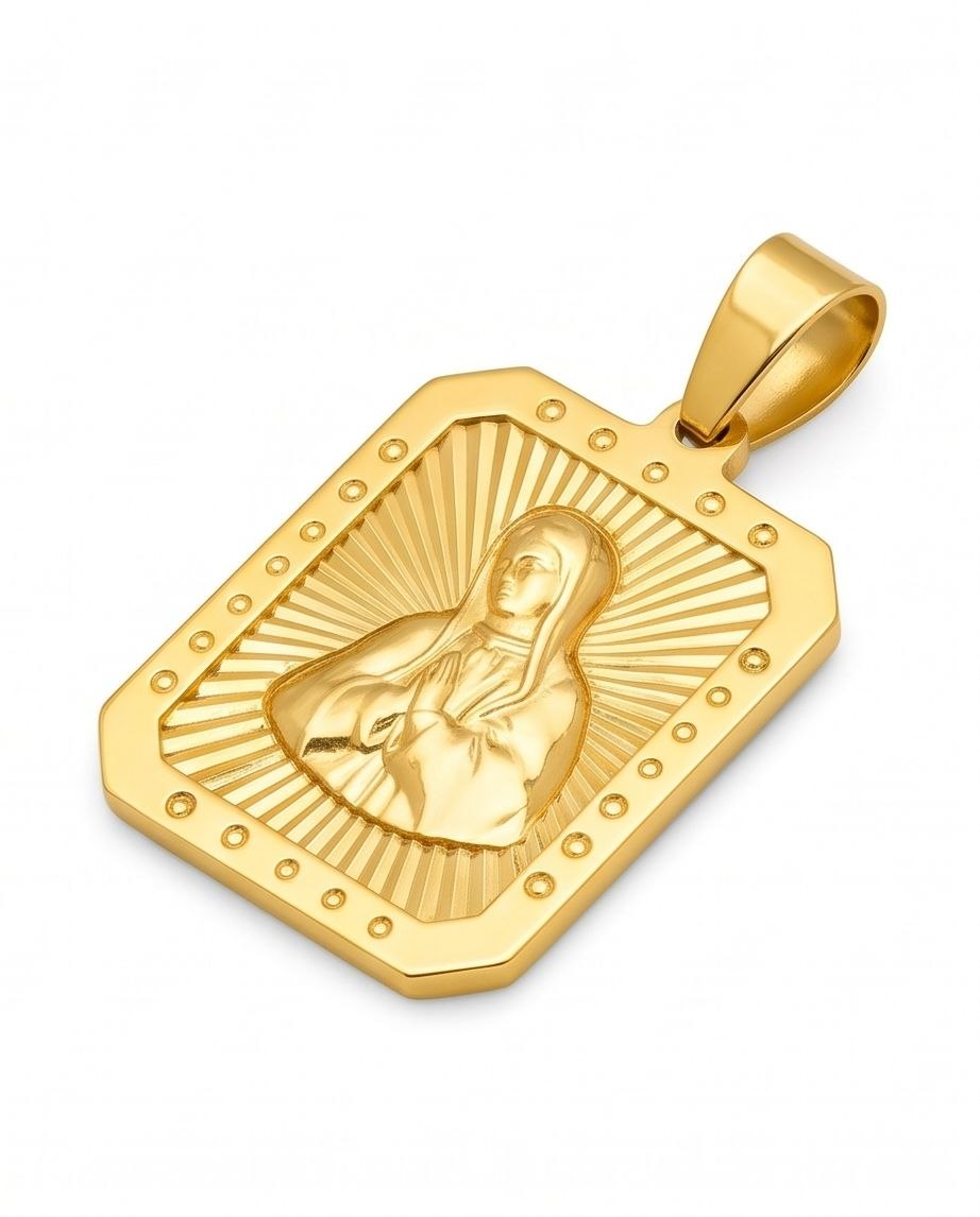 18K Gold Virgin Mary Pendant